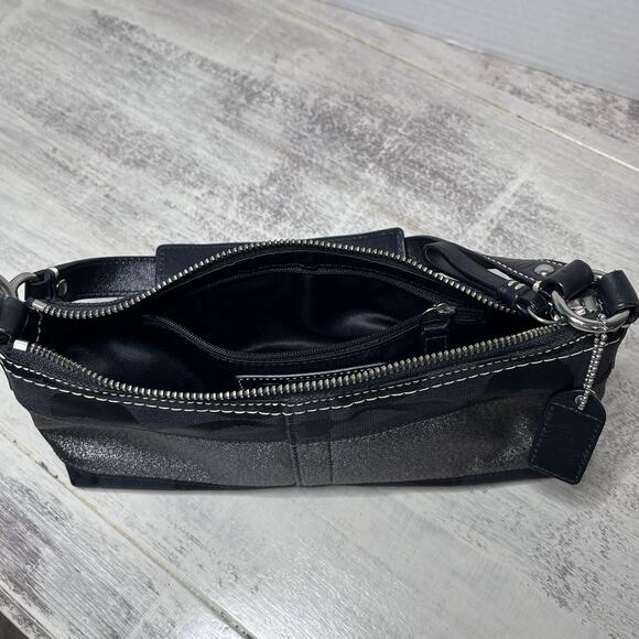 Coach 11096 Black Signature Fabric Stripe Demi Shoulder Bag EXCELLENT CONDITION - Picture 4 of 15